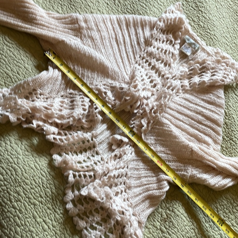 Crochet trimmed bell sleeve cardigan by Newport News - Picture 6 of 6